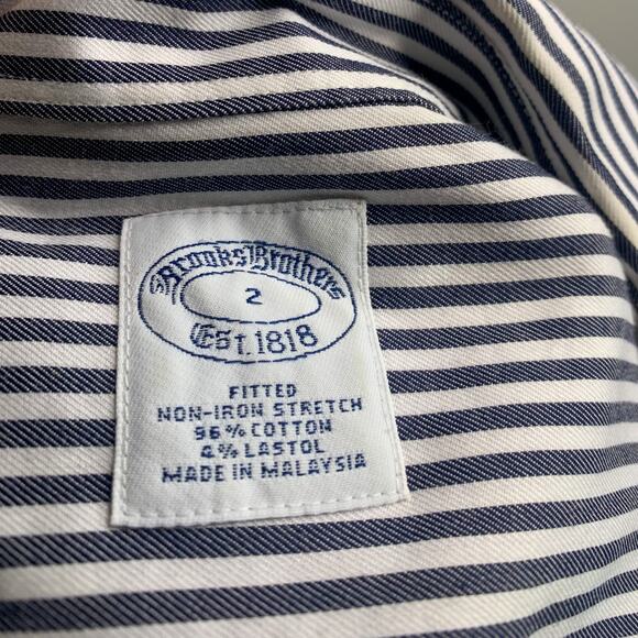 Brooks Brothers Blue & White Striped Button Down Blouse - Picture 6 of 6